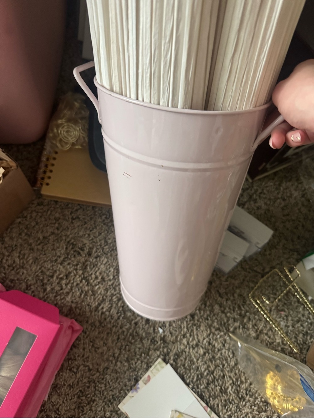 ISO!! Decorative Tall Metal Umbrella Stand in Pale Pink